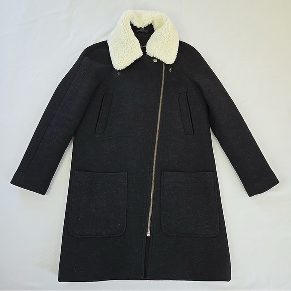 Madewell Eldridge Asymmetric Zip Coat in Black Insuluxe Fabric Women's XXS - Picture 10 of 15
